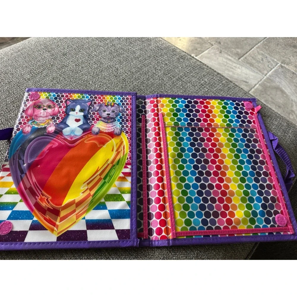 Lisa Frank Tikanni Trifold Portfolio Organizer Rainbow Husky Arctic 2022 Bendon